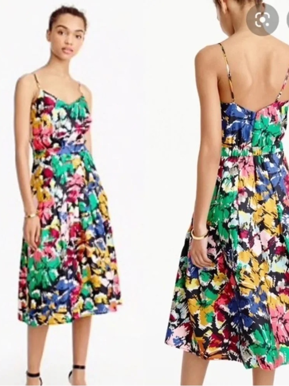 NWT J. Crew Multicolor Silk Mid Length Dress Womens Size 8T